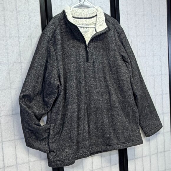 Orvis Quarter Zip Mock Neck Fleece Lined Sweater XXL Black Grey Long Sleeve - Picture 3 of 12